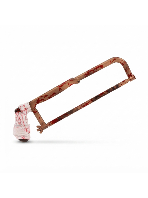 Scie factice ensanglantée Halloween en plastique – 45 cm