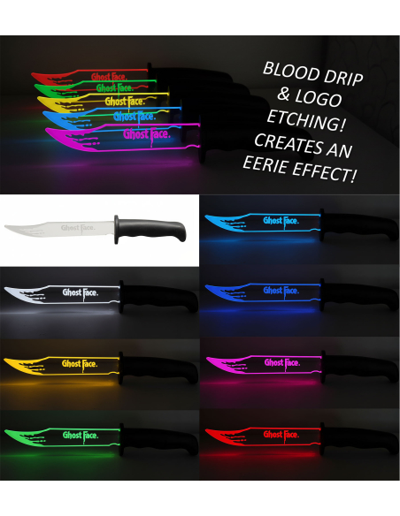 Couteau Ghost Face® LED multicolore 33 cm – officiel Fun World