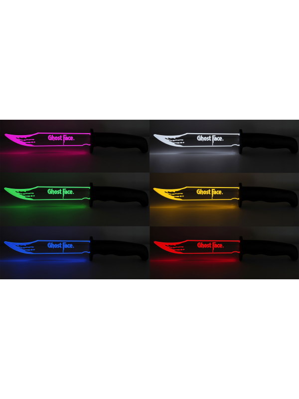 Couteau Ghost Face® LED multicolore 33 cm – officiel Fun World