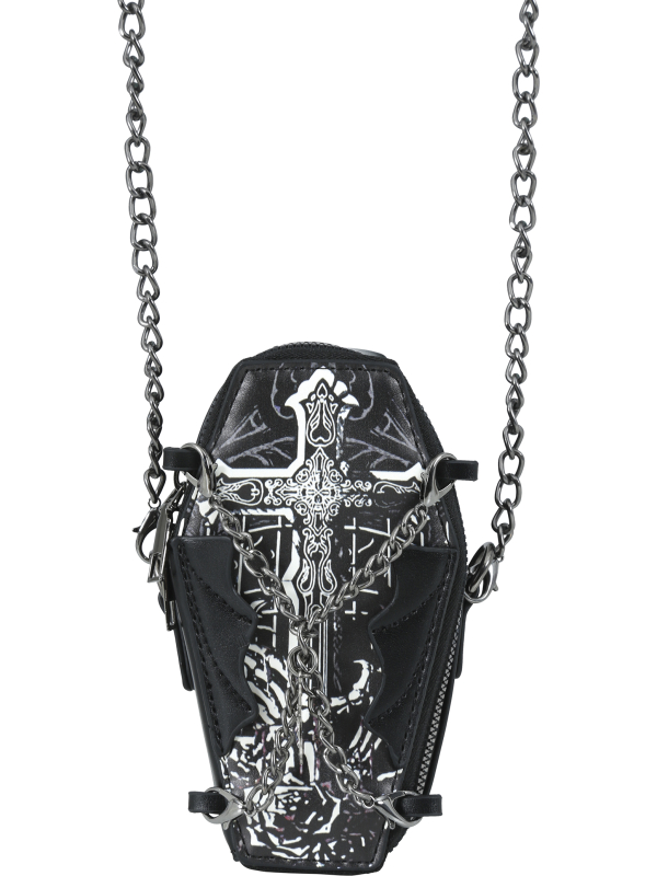 Sac à main cercueil gothique noir avec chaîne