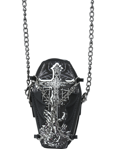 Sac à main cercueil gothique noir avec chaîne
