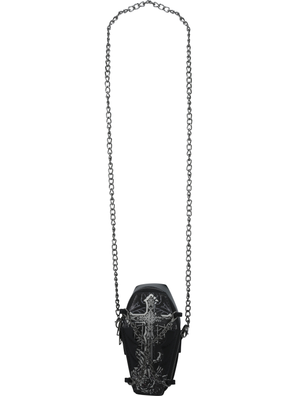 Sac à main cercueil gothique noir avec chaîne