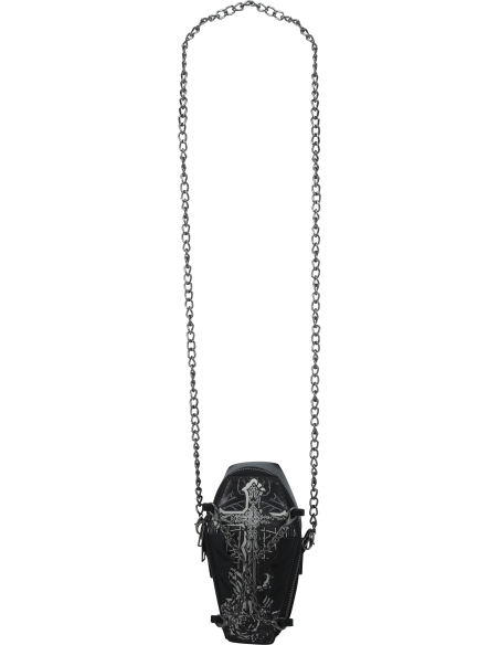 Sac à main cercueil gothique noir avec chaîne