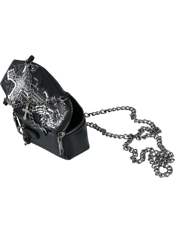 Sac à main cercueil gothique noir avec chaîne
