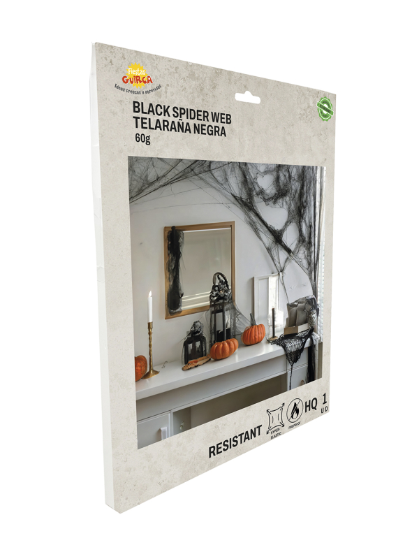 Toile d’araignée Halloween noire ignifugée et extensible – 60 g