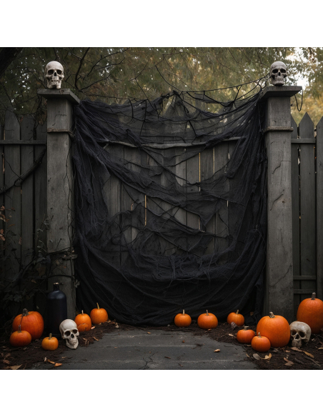 Toile d’araignée Halloween noire ignifugée et extensible – 60 g