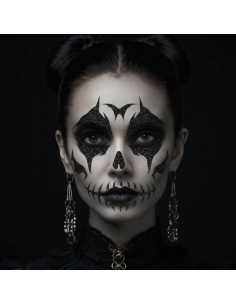 Bijoux adhésifs visage squelette pailletés
