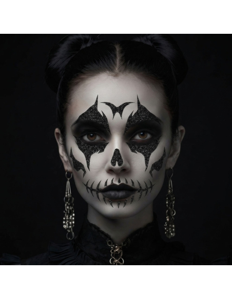 Bijoux adhésifs visage squelette pailletés