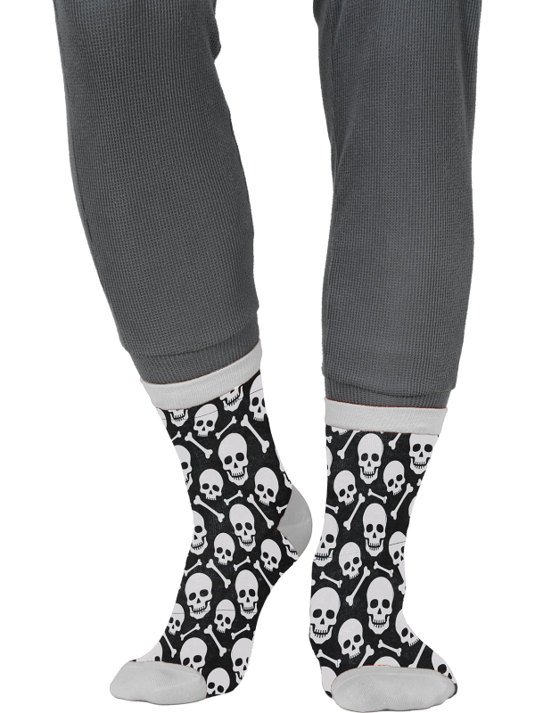 Chaussettes tête de mort noires et blanches en coton