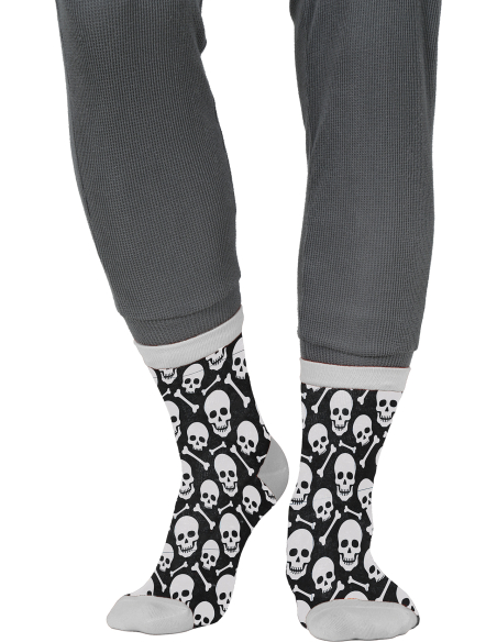 Chaussettes tête de mort noires et blanches en coton