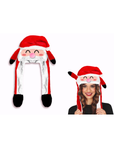 Bonnet Père Noël rouge et blanc à visage stylisé et bras souples