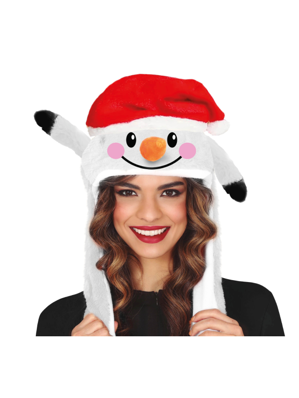 Bonnet bonhomme de neige de Noël avec mouvement