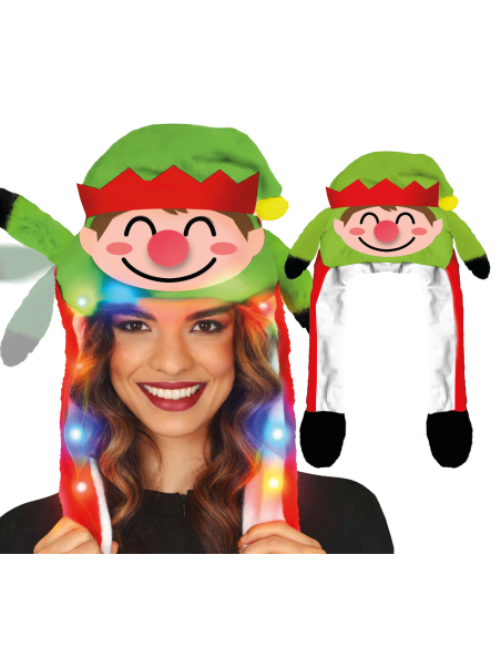 Chapeau lutin de Noël avec mouvement – vert et rouge