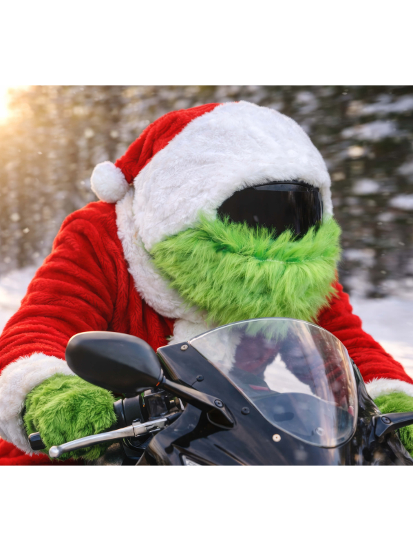 Couvre-casque Père Noël à barbe verte – rouge et blanc