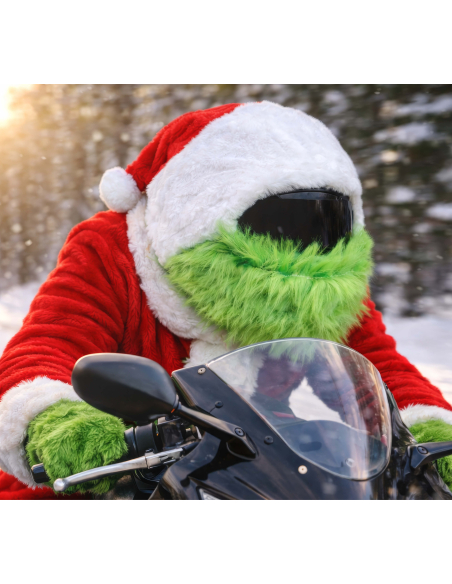 Couvre-casque Père Noël à barbe verte – rouge et blanc