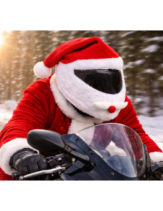 Couvre-casque de moto Père Noël rouge et blanc