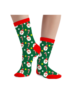 Chaussettes de Noël enfant vertes à cannes de bonbon