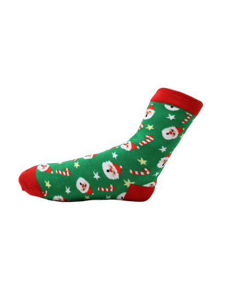 Chaussettes de Noël montantes vertes et rouges à motifs festifs