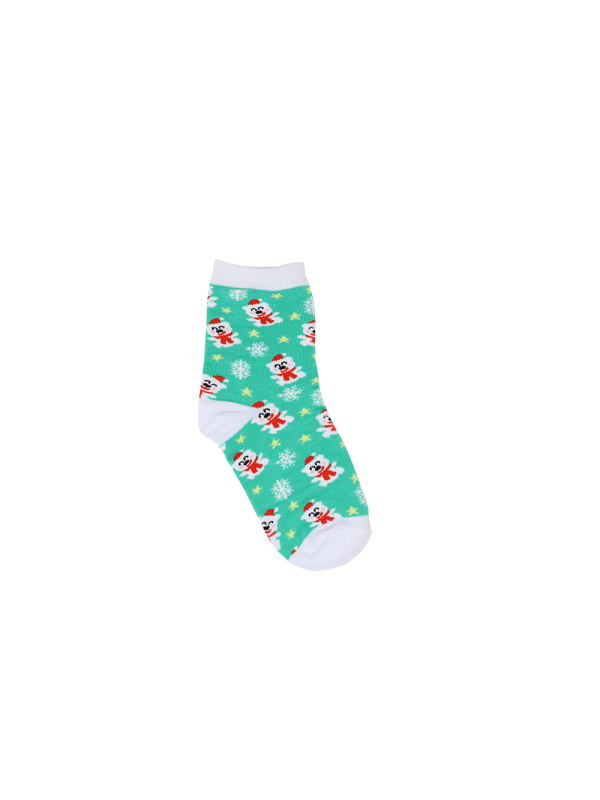 Chaussettes Noël enfant turquoise à motifs ours