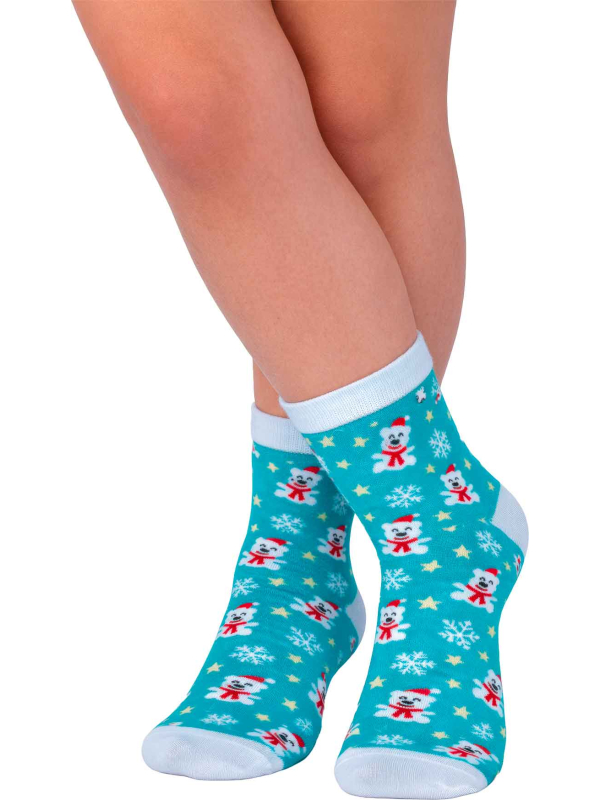Chaussettes Noël enfant à ours blancs et flocons