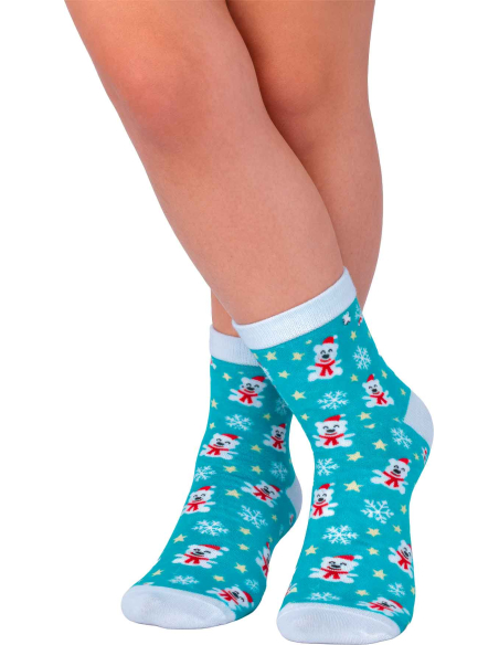 Chaussettes Noël enfant à ours blancs et flocons