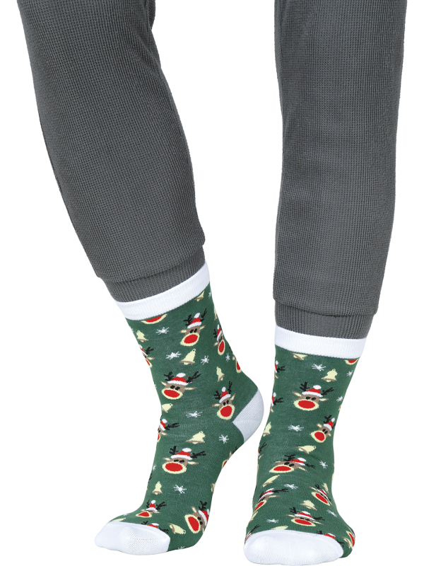 Chaussettes de Noël à motifs rennes sur fond vert