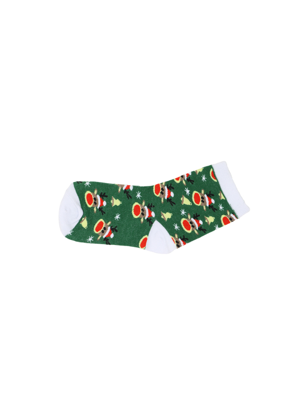 Chaussettes de Noël vertes à motifs rennes et cloches
