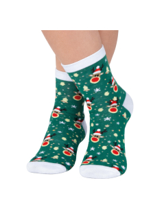 Chaussettes de Noël enfant vertes à motifs rennes