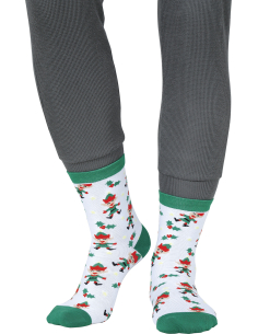 Chaussettes de Noël blanches à motifs d’elfes et houx 2