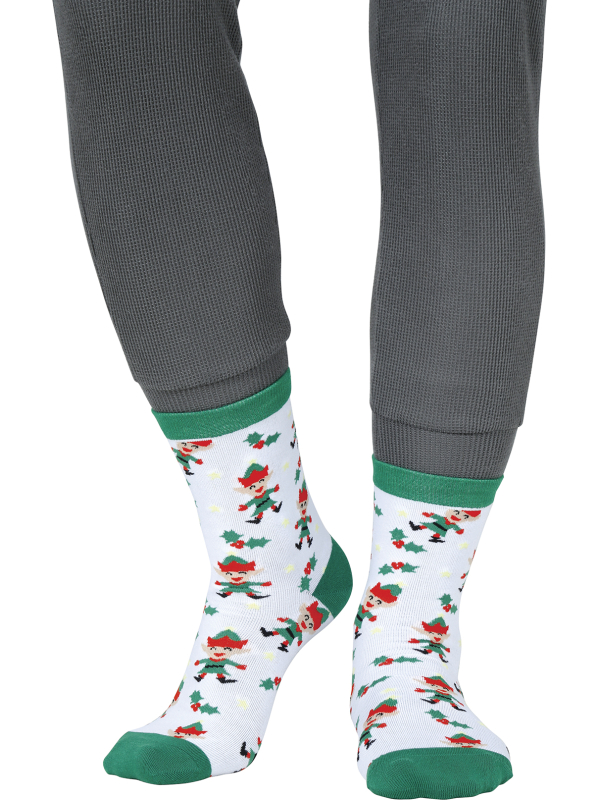 Chaussettes de Noël à motifs d’elfes rouges et verts