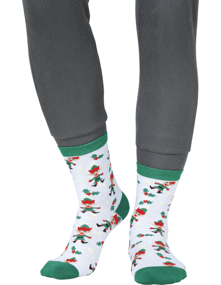 Chaussettes de Noël à motifs d’elfes rouges et verts