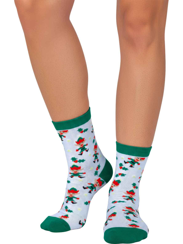 Chaussettes de Noël avec bord-côte talon et pointe verts