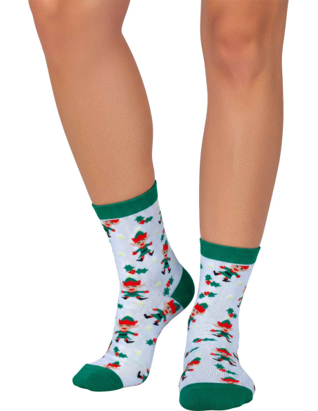 Chaussettes de Noël avec bord-côte talon et pointe verts