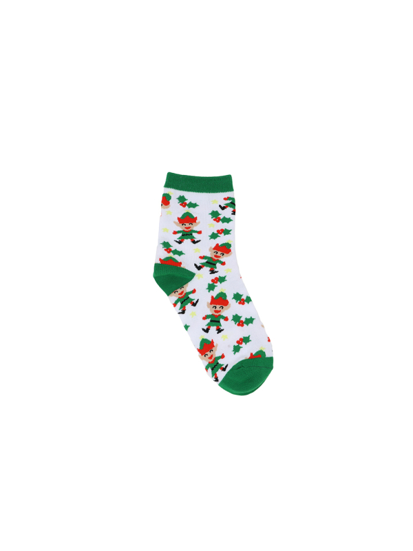 Chaussettes de Noël enfant à motifs d’elfes et houx