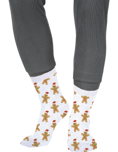 Chaussettes de Noël enfant blanches pailletées à motifs biscuits 2
