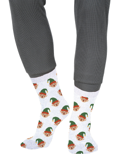 Chaussettes de Noël enfant vertes à motifs Père Noël pailletés 2