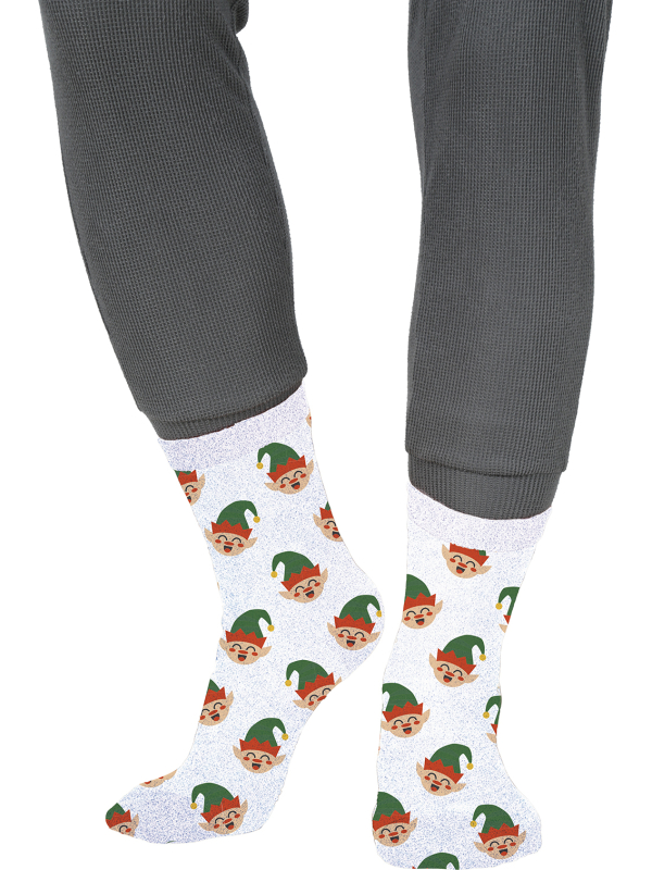 Chaussettes de Noël enfant vertes à motifs Père Noël