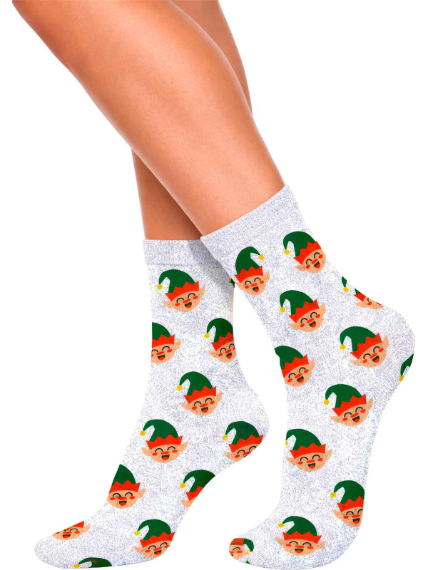 Chaussettes de Noël pailletées elfes enfant et adulte