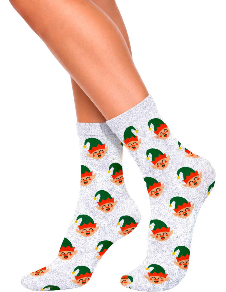 Chaussettes de Noël pailletées elfes enfant et adulte