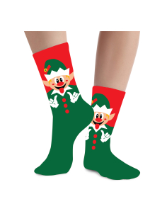 Chaussettes de Noël elfe vertes et rouges à motif lutin