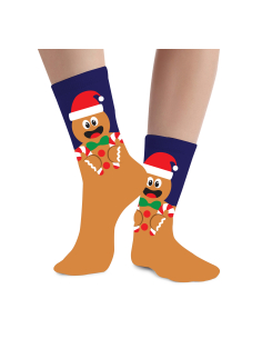 Chaussettes de Noël enfant motif bonhomme biscuit et cannes en sucre