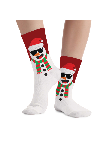 Chaussettes enfant Noël blanches à motif bonhomme de neige