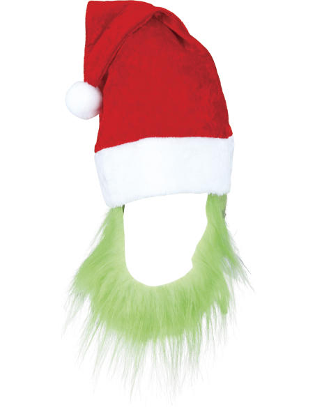 Bonnet de Noël rouge avec barbe verte de monstre