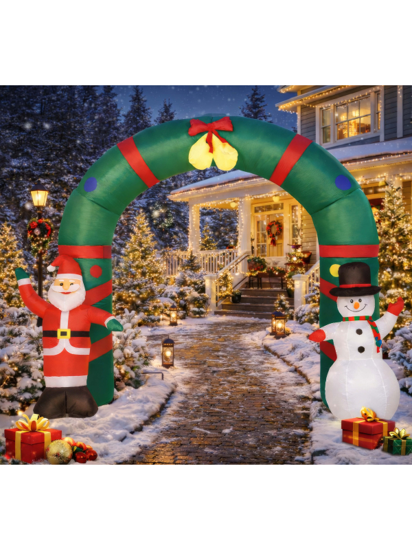 Arche de Noël gonflable XXL 240 cm avec Père Noël et bonhomme de neige