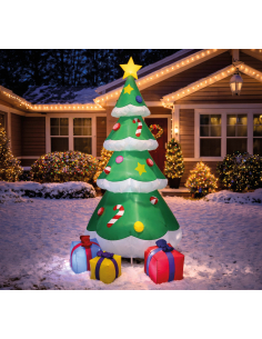 Sapin de Noël gonflable lumineux 180 cm avec cadeaux
