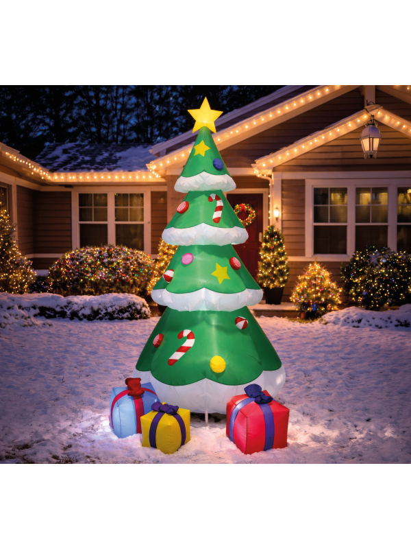 Sapin de Noël gonflable lumineux 180 cm avec cadeaux