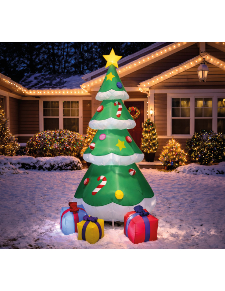 Sapin de Noël gonflable lumineux 180 cm avec cadeaux