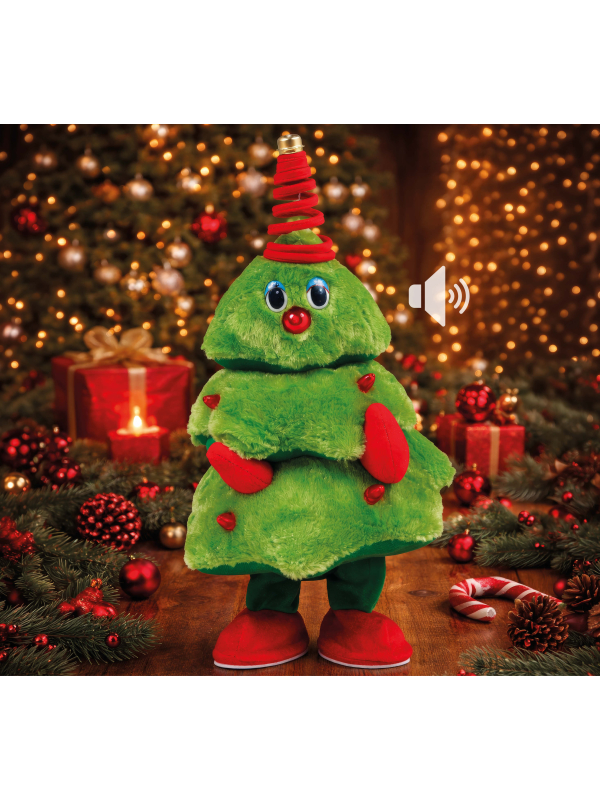 Automate sapin de Noël vert et rouge avec chapeau spiralé