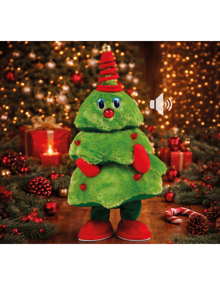 Automate sapin de Noël vert et rouge avec chapeau spiralé