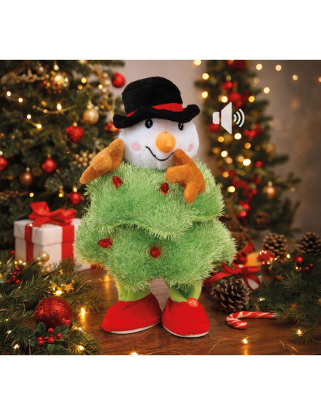 Automate sapin de Noël animé vert avec bonhomme de neige